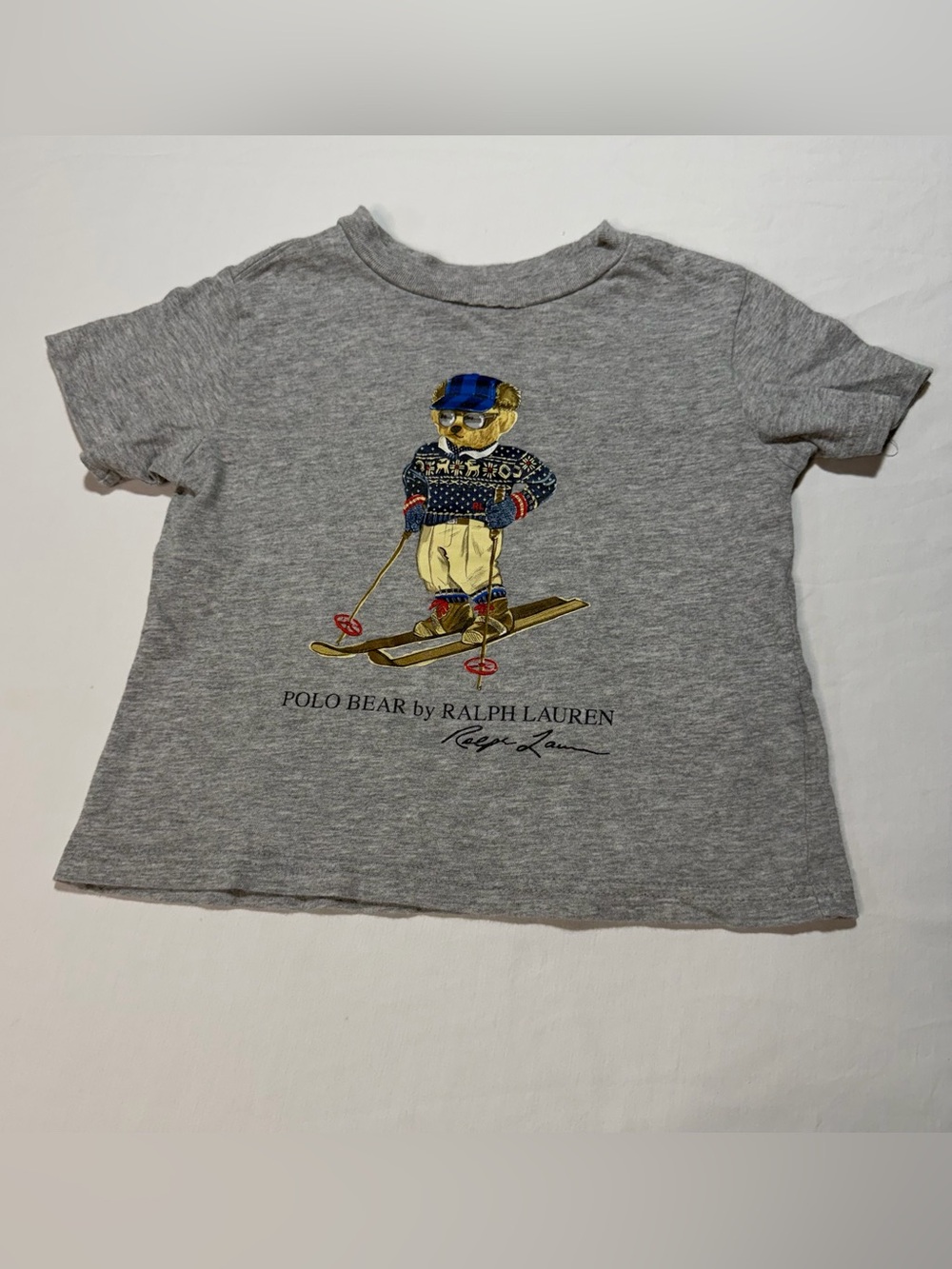 Ralph Lauren Grey Polo Bear Ski Graphic Tee